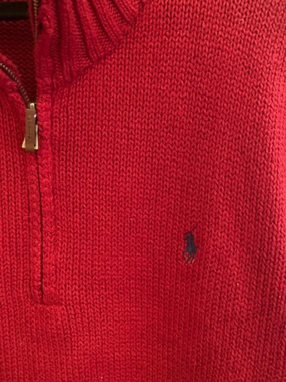 Polo Ralph Lauren Half Zip Pullover Sweater Red 100% Cotton Pony Mens XXL Mock T